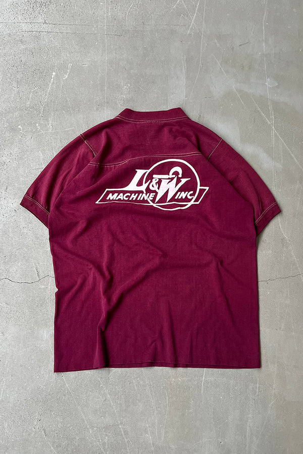 MADE IN USA 80s-90s PRINT T-SHIRT / BURGUNDY [SIZE: L USED]