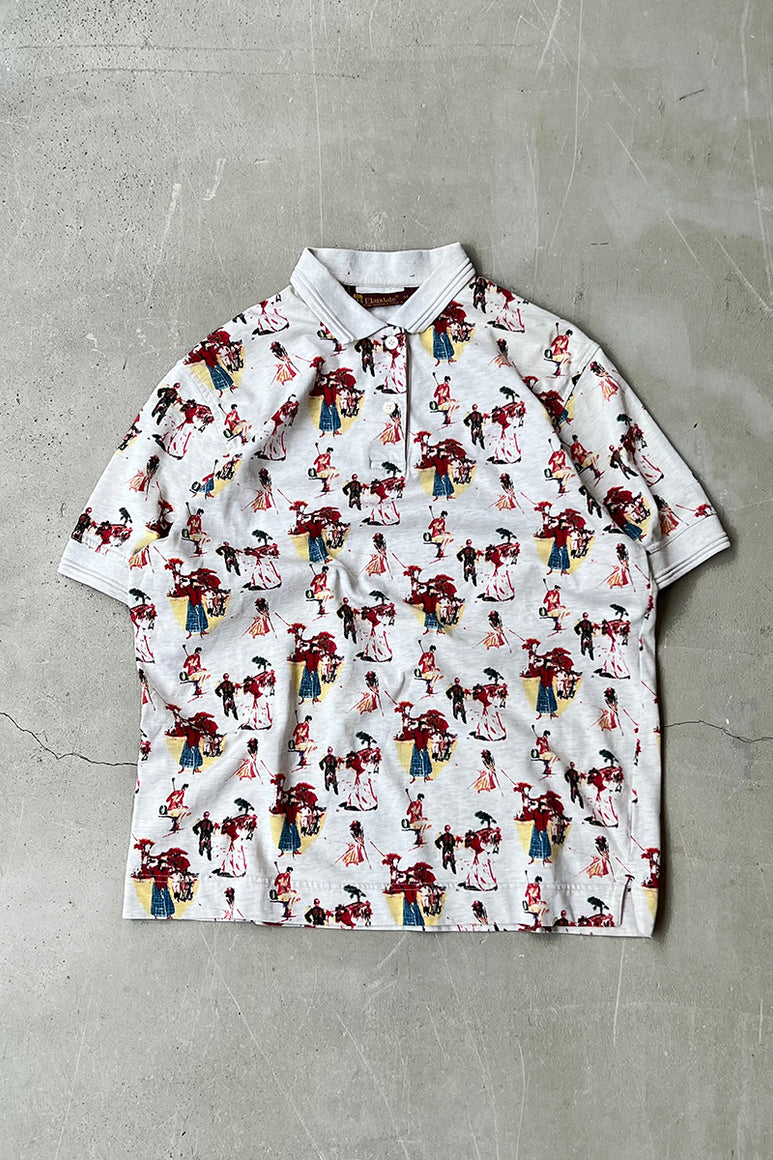 90'S S/S POLO SHIRT / PATTERN [SIZE: M USED]
