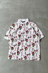 90'S S/S PATTERN POLO SHIRT / IVORY [SIZE: M USED]