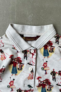 90'S S/S PATTERN POLO SHIRT / IVORY [SIZE: M USED]