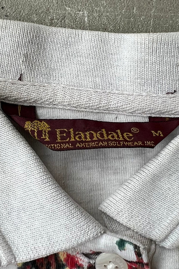 90'S S/S PATTERNED POLO SHIRT / IVORY [SIZE: M USED]