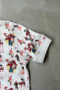 90'S S/S PATTERN POLO SHIRT / IVORY [SIZE: M USED]