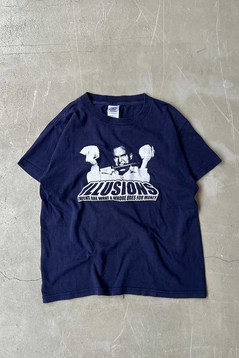 MADE IN MEXICO 90'S ILLUSIONS T-SHIRT / NAVY [SIZE: S USED]
