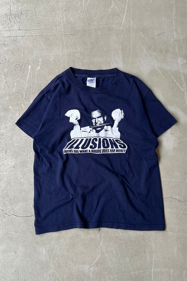 MADE IN MEXICO 90'S ILLUSIONS T-SHIRT / NAVY [SIZE: S USED]