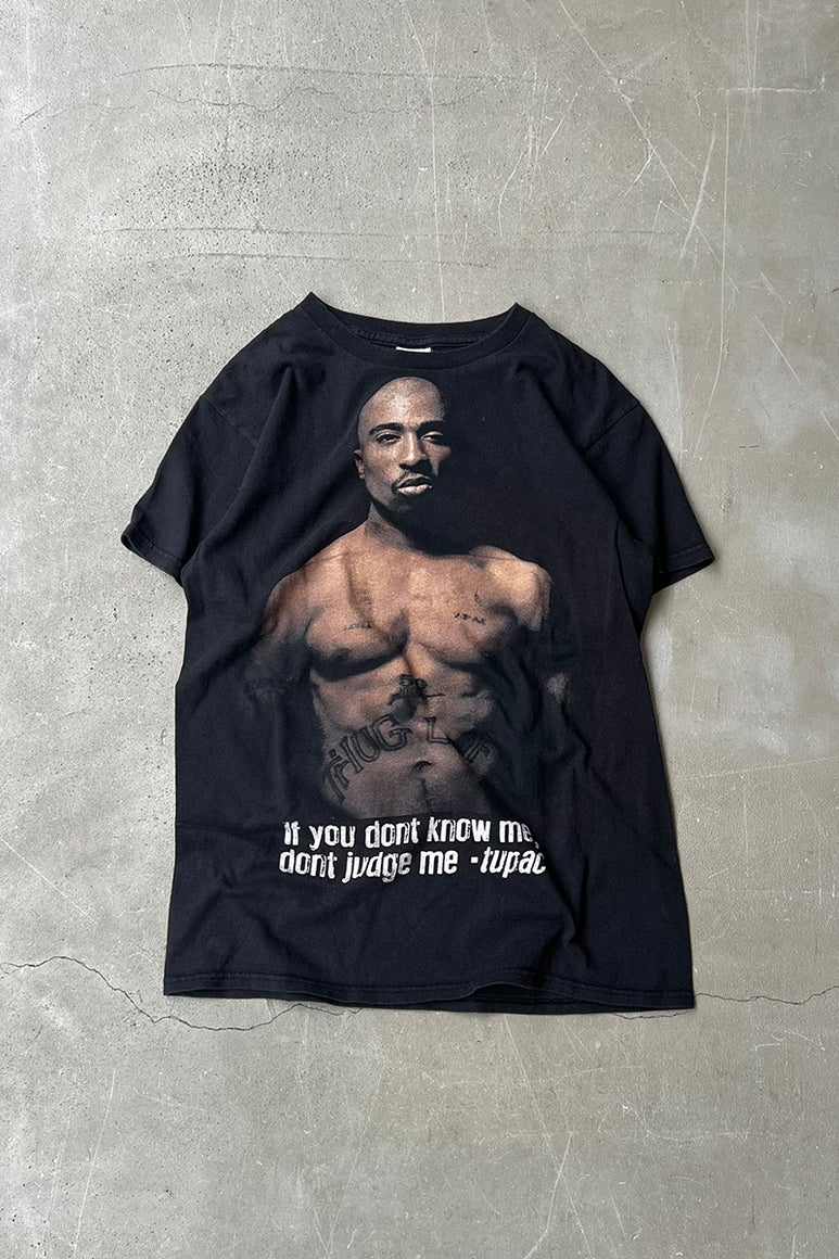 Y2K EARLY 00'S 2PAC MUSIC PRINT T-SHIRT / BLACK [SIZE: S USED]