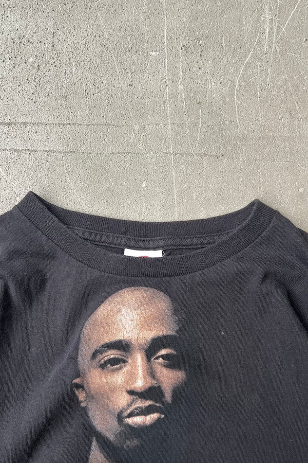Y2K EARLY 00'S 2PAC MUSIC PRINT T-SHIRT / BLACK [SIZE: S USED]