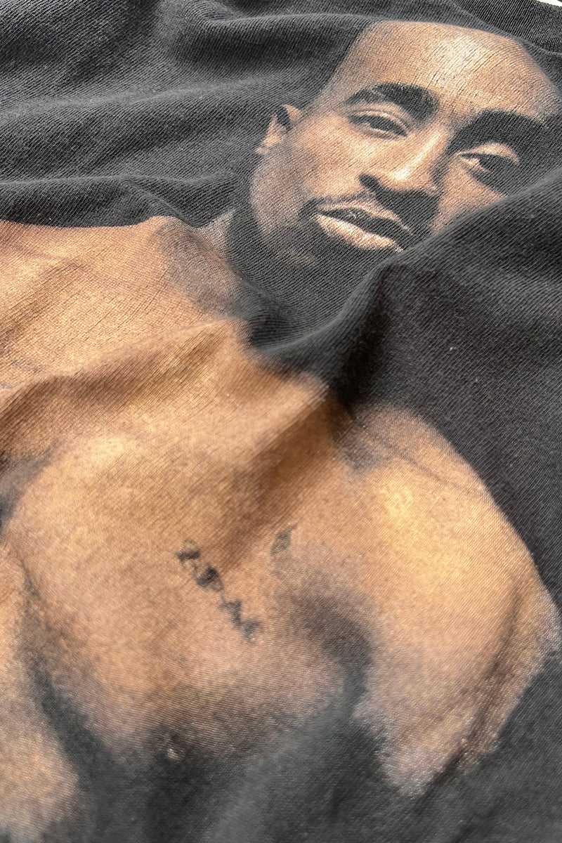 Y2K EARLY 00'S 2PAC MUSIC PRINT T-SHIRT / BLACK [SIZE: S USED]