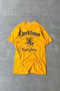 MADE IN USA 80'S YORKTOWN KNIGHTS T-SHIRT / YELLOW [SIZE: M USED]