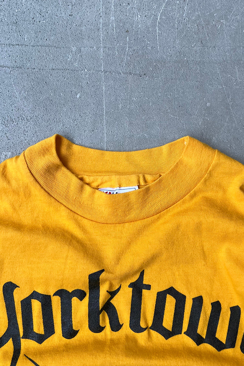 MADE IN USA 80'S YORKTOWN KNIGHTS T-SHIRT / YELLOW [SIZE: M USED]