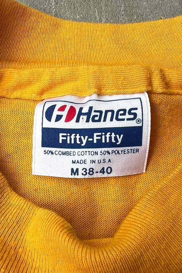MADE IN USA 80'S YORKTOWN KNIGHTS T-SHIRT / YELLOW [SIZE: M USED]