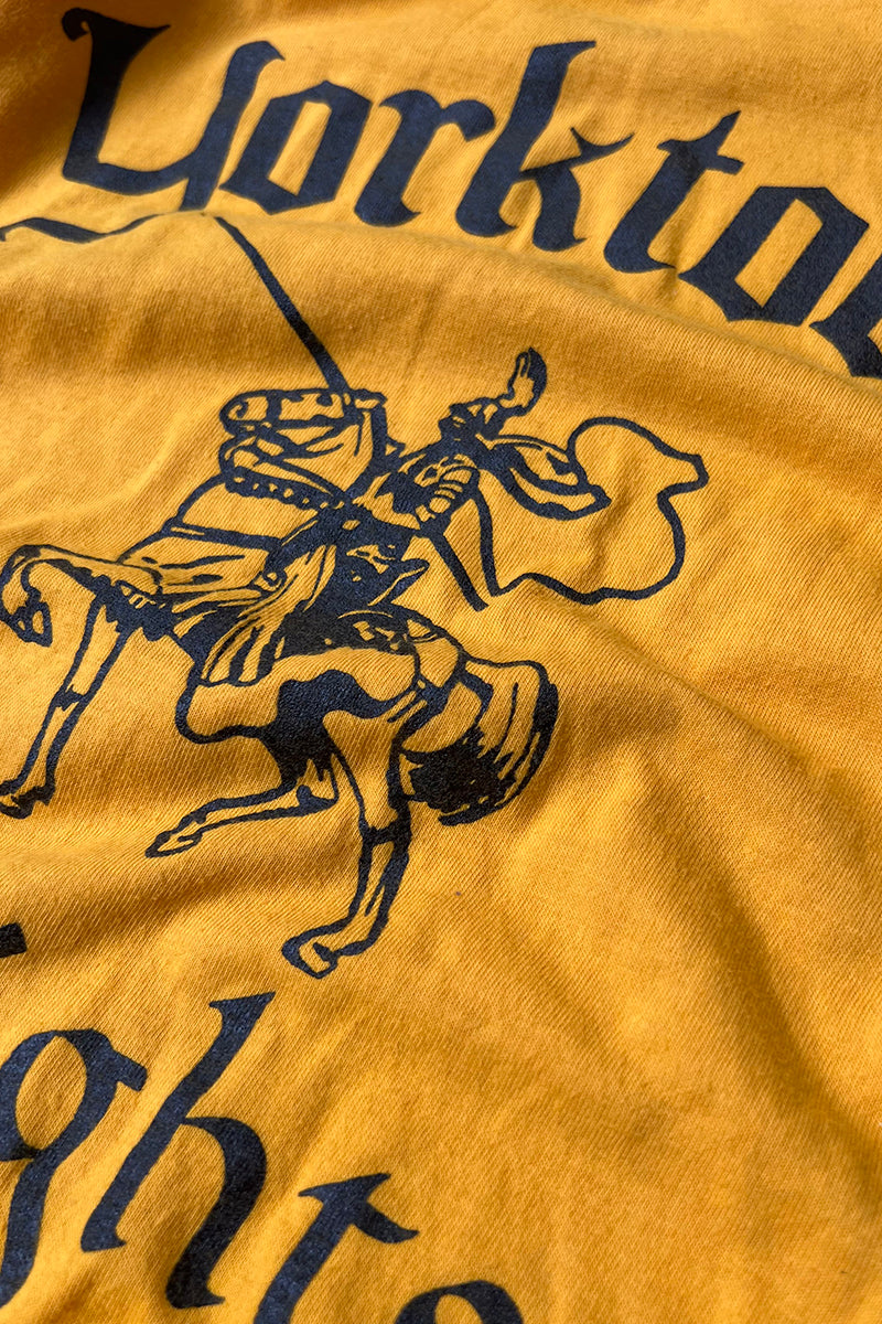 MADE IN USA 80'S YORKTOWN KNIGHTS T-SHIRT / YELLOW [SIZE: M USED]