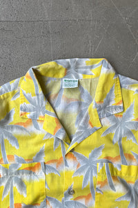 MADE IN USA 80'S S/S PATTERN SHIRT / YELLOW [SIZE: L USED]