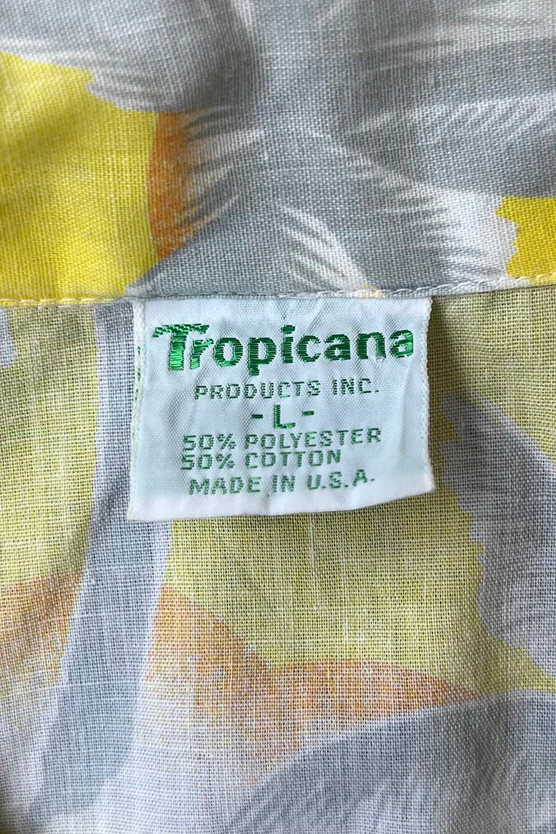 MADE IN USA 80'S S/S PATTERN SHIRT / YELLOW [SIZE: L USED]