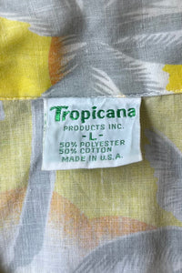 MADE IN USA 80'S S/S PATTERN SHIRT / YELLOW [SIZE: L USED]