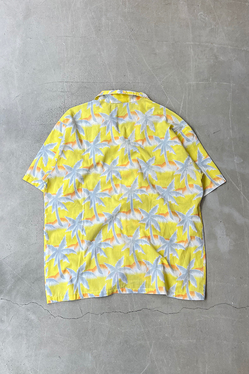 MADE IN USA 80'S S/S PATTERN SHIRT / YELLOW [SIZE: L USED]