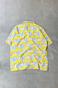 MADE IN USA 80'S S/S PATTERN SHIRT / YELLOW [SIZE: L USED]