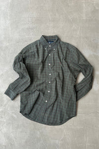 90'S CLASSIC FIT CHECK L/S BD SHIRT / GREEN [SIZE: M USED]