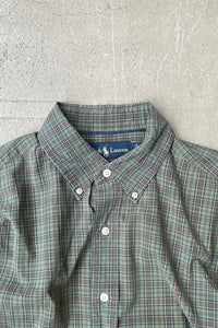 90'S CLASSIC FIT CHECK L/S BD SHIRT / GREEN [SIZE: M USED]