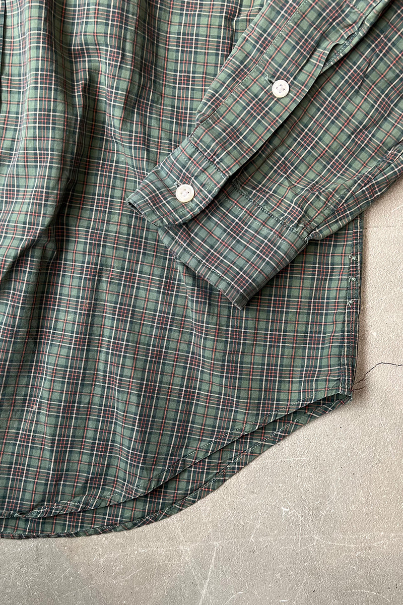 90'S CLASSIC FIT CHECK L/S BD SHIRT / GREEN [SIZE: M USED]