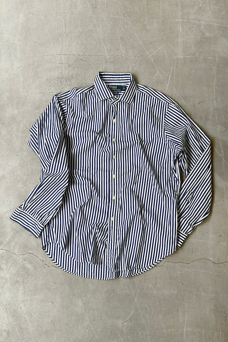 90'S WESTERTON L/S STRIPE SHIRT / WHITE [SIZE: L USED]