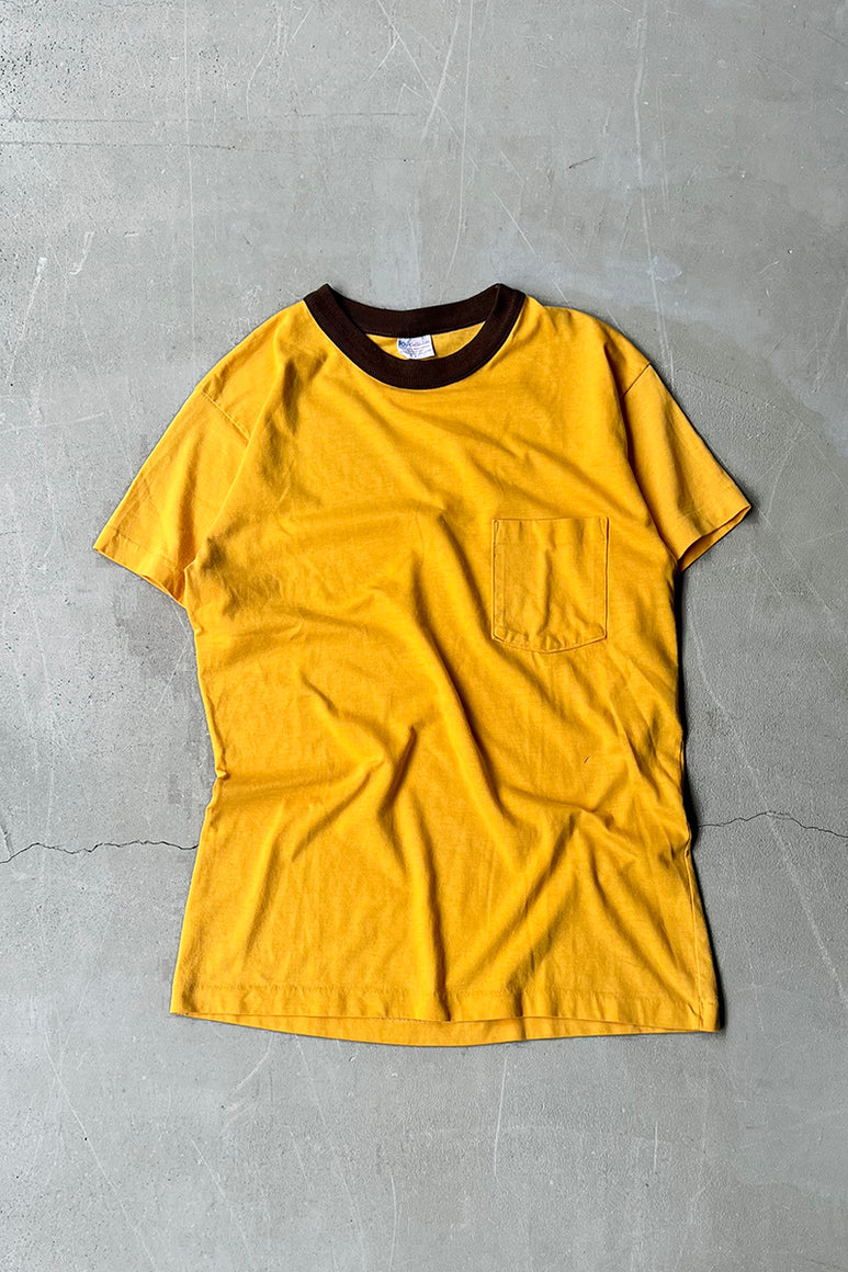 80'S POCKET T-SHIRT / YELLOW [SIZE: L USED]