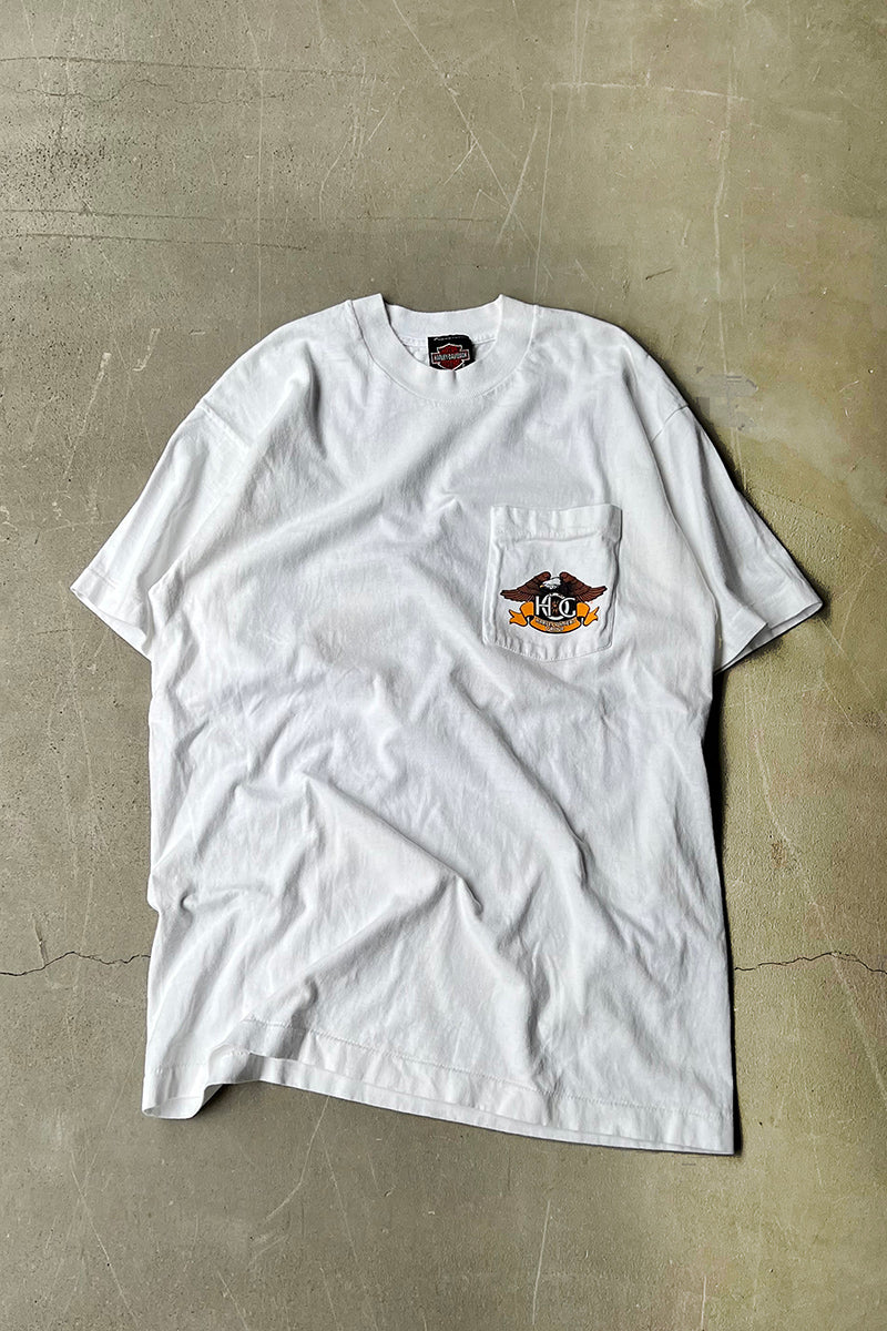 MADE IN USA 90'S NORTH TEXAS DALLAS POCKET T-SHIRT / WHITE [SIZE: L USED]