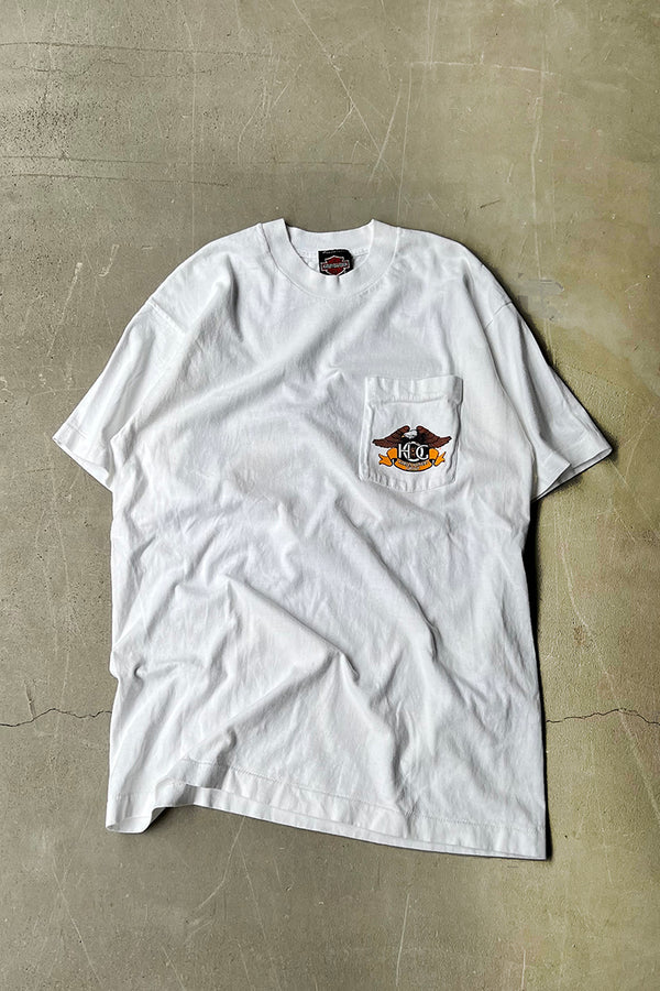 MADE IN USA 90'S NORTH TEXAS DALLAS POCKET T-SHIRT / WHITE [SIZE: L USED]