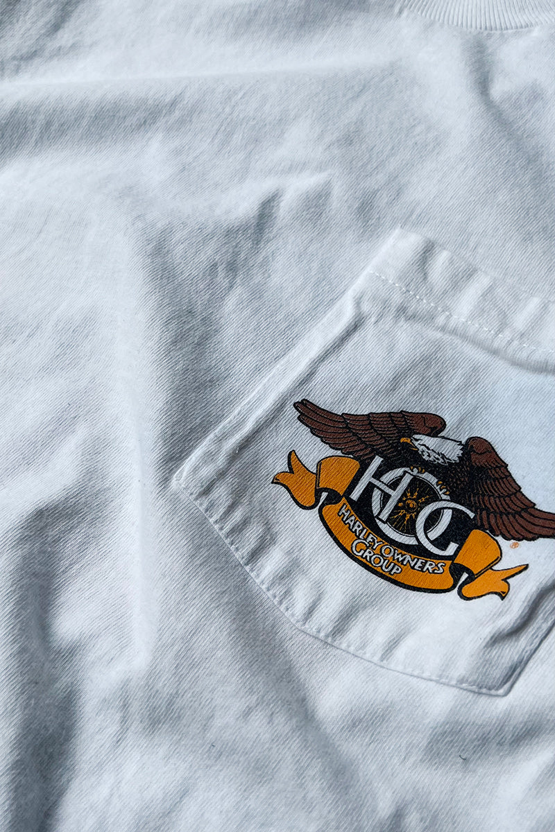MADE IN USA 90'S NORTH TEXAS DALLAS POCKET T-SHIRT / WHITE [SIZE: L USED]