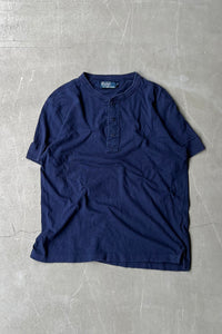 90'S HENLEY NECK T-SHIRT / NAVY [SIZE: L USED]