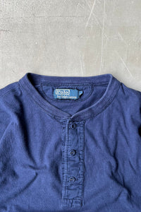 90'S HENLEY NECK T-SHIRT / NAVY [SIZE: L USED]