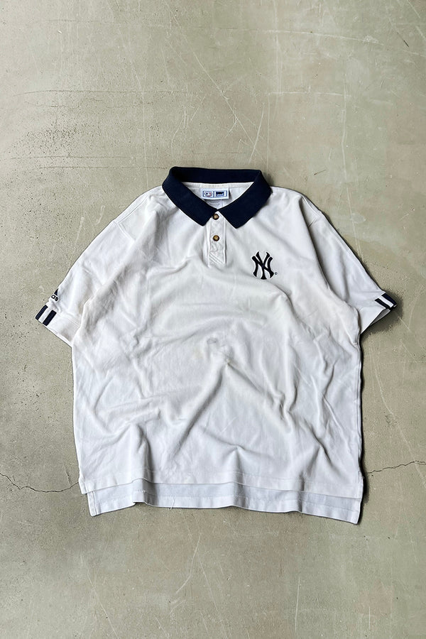 Y2K 01'S NY YANKEES S/S POLO SHIRT / WHITE [SIZE: L USED]
