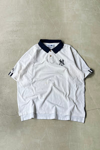 Y2K 01'S NY YANKEES S/S POLO SHIRT / WHITE [SIZE: L USED]