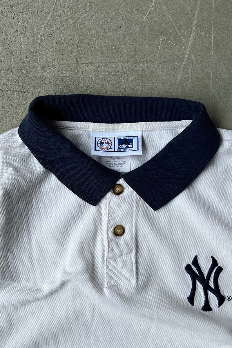 Y2K 01'S NY YANKEES S/S POLO SHIRT / WHITE [SIZE: L USED]