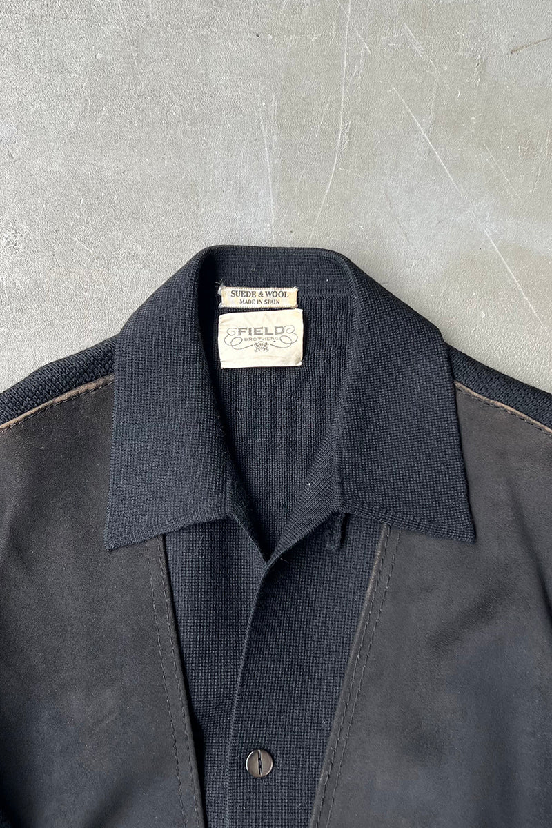 MADE IN SPAIN 70-80'S KNIT & SUEDE JACKET / BLACK [SIZE: M USED]