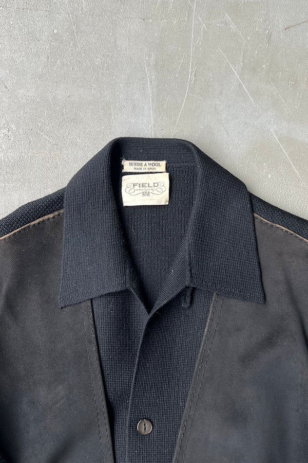 MADE IN SPAIN 70-80'S KNIT & SUEDE JACKET / BLACK [SIZE: M USED]