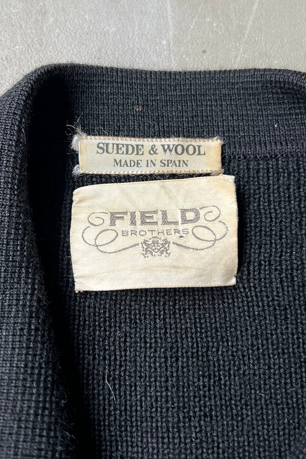 MADE IN SPAIN 70-80'S KNIT & SUEDE JACKET / BLACK [SIZE: M USED]