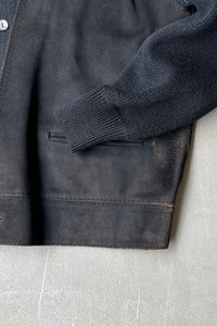 MADE IN SPAIN 70-80'S KNIT & SUEDE JACKET / BLACK [SIZE: M USED]