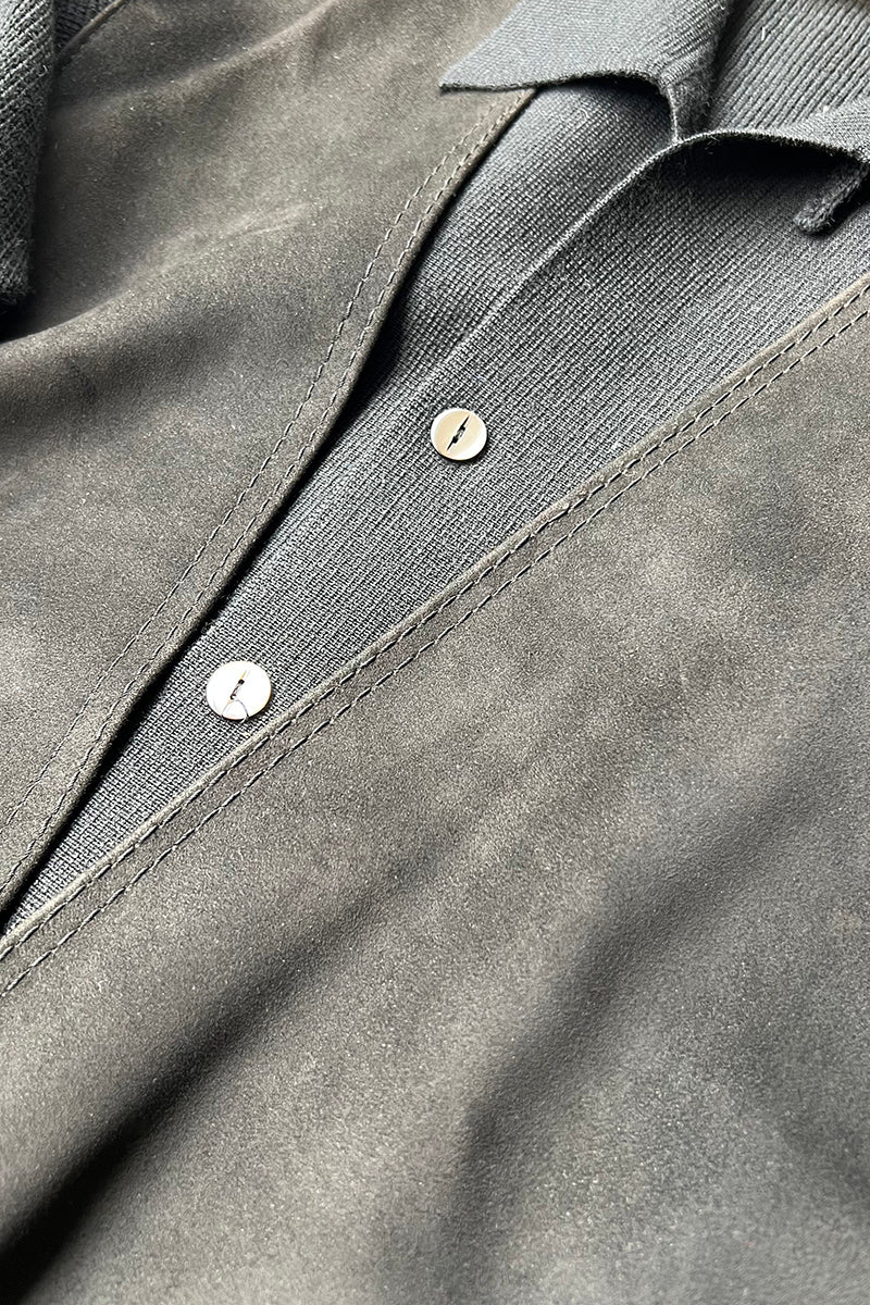 MADE IN SPAIN 70-80'S KNIT & SUEDE JACKET / BLACK [SIZE: M USED]