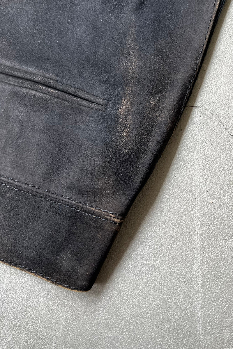 MADE IN SPAIN 70-80'S KNIT & SUEDE JACKET / BLACK [SIZE: M USED]