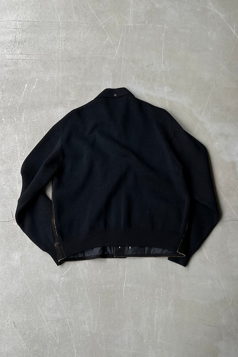 MADE IN SPAIN 70-80'S KNIT & SUEDE JACKET / BLACK [SIZE: M USED]