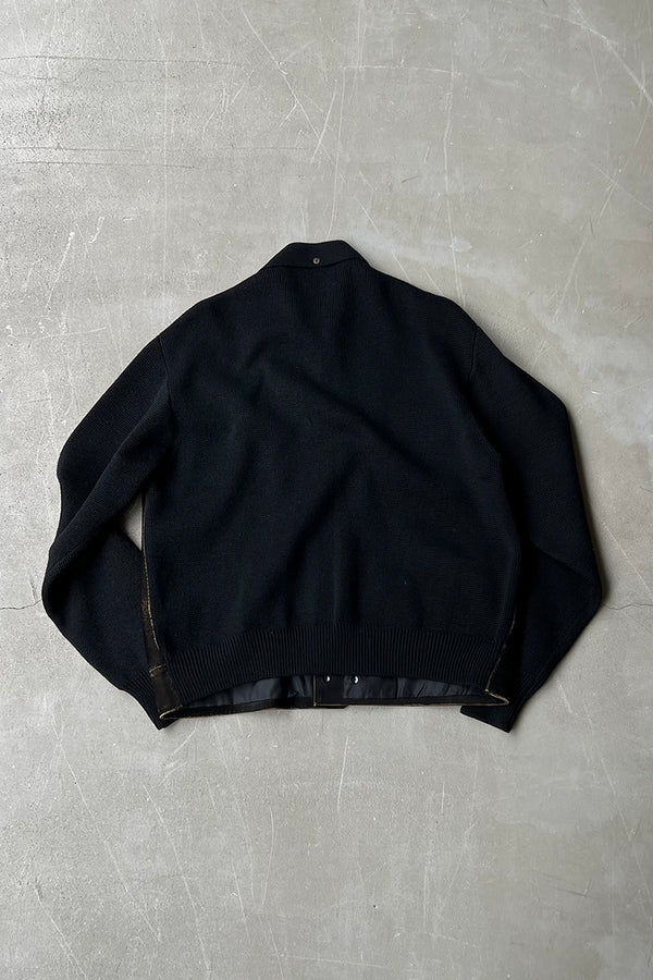 MADE IN SPAIN 70-80'S KNIT & SUEDE JACKET / BLACK [SIZE: M USED]