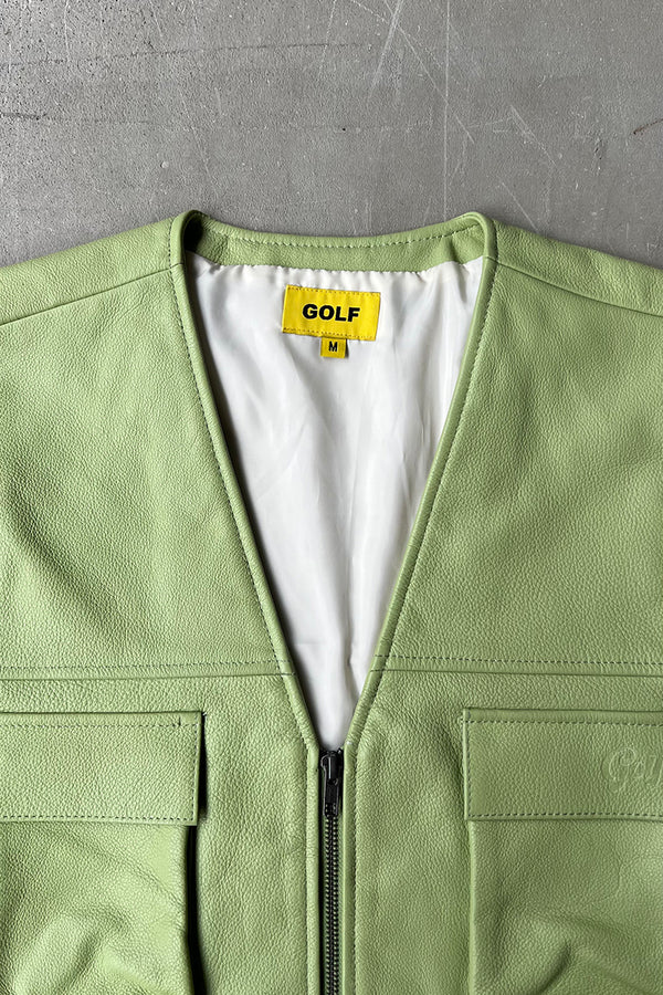 LEATHER VEST / GREEN [SIZE: M USED]