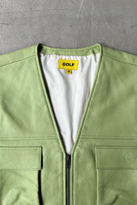 LEATHER VEST / GREEN [SIZE: M USED]