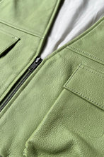 画像をギャラリービューアに読み込む, LEATHER VEST / GREEN [SIZE: M USED]
