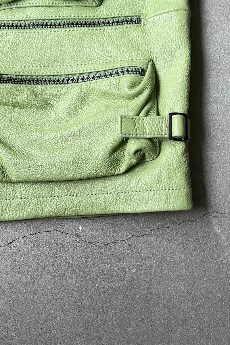 LEATHER VEST / GREEN [SIZE: M USED]