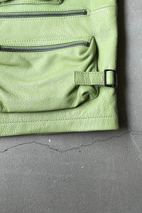 LEATHER VEST / GREEN [SIZE: M USED]