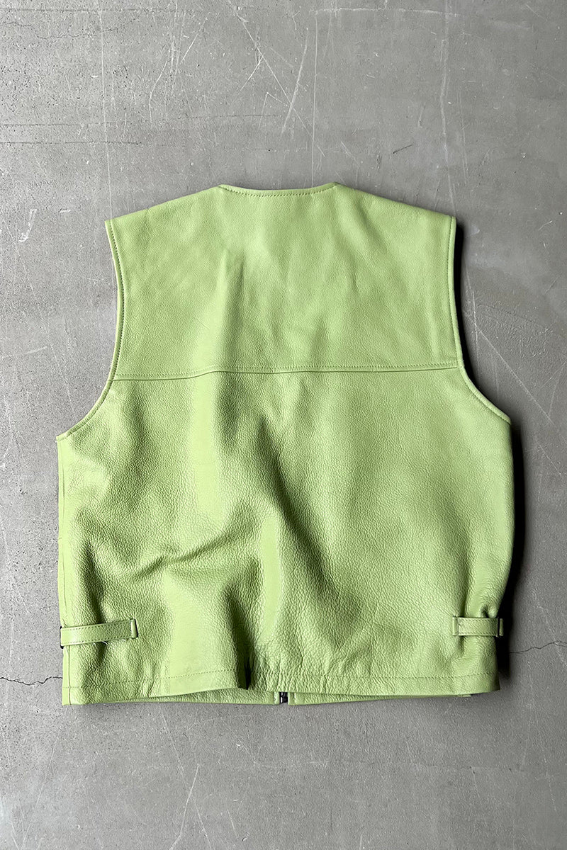 LEATHER VEST / GREEN [SIZE: M USED]