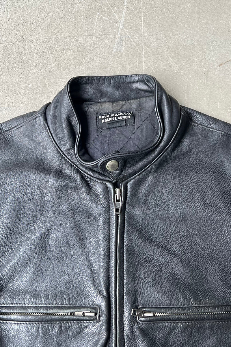 90'S-Y2K EARLY 00'S LEATHER JACKET / BLACK [SIZE: S USED]