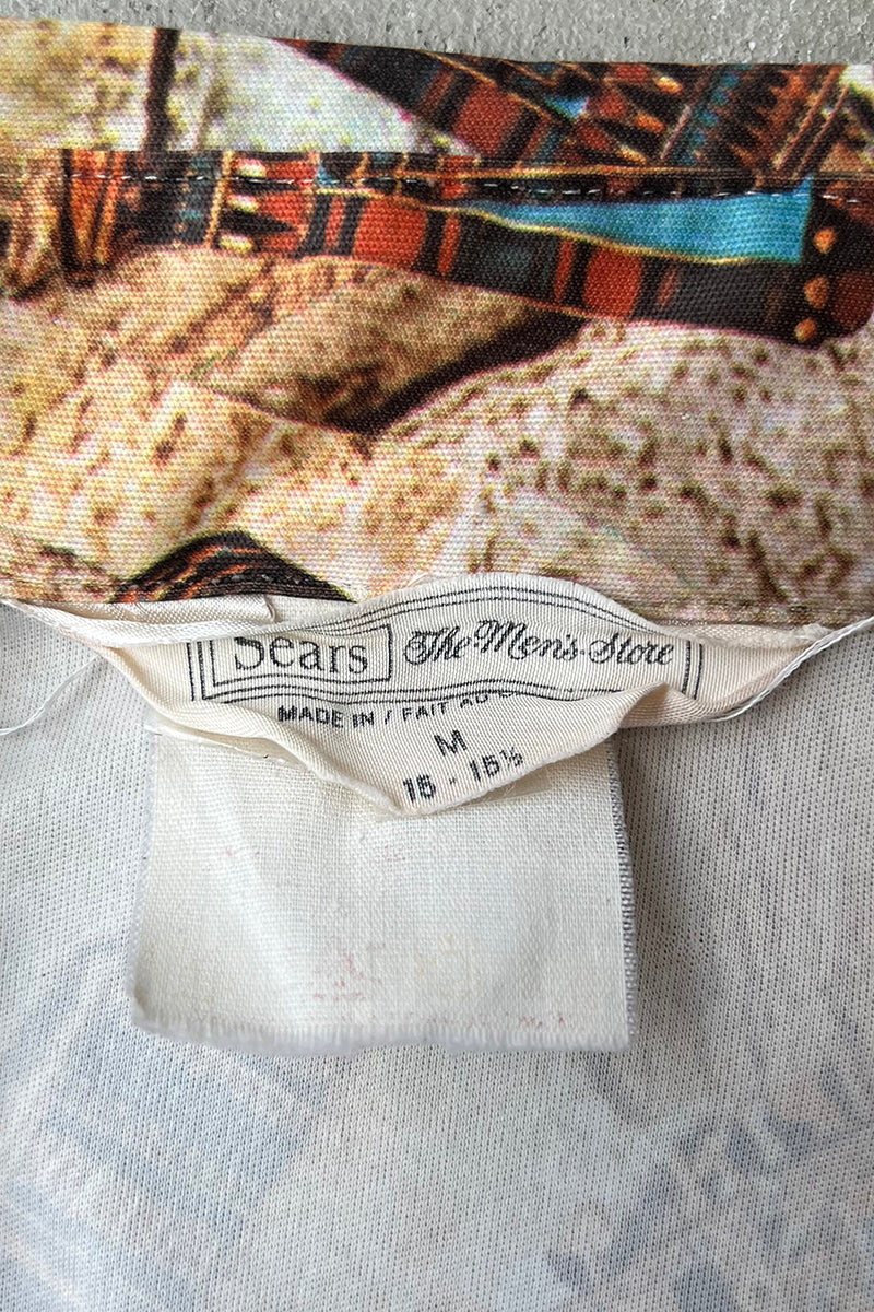 MADE IN CANADA 70'S L/S PATTERN SHIRT / BROWN [SIZE: M USED]