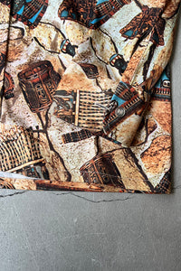 MADE IN CANADA 70'S L/S PATTERN SHIRT / BROWN [SIZE: M USED]